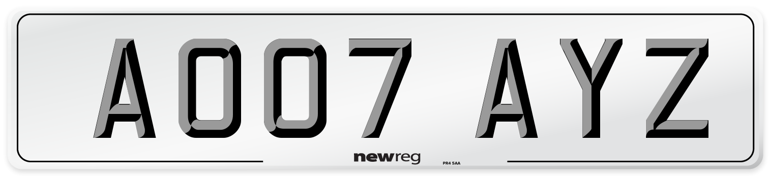 AO07 AYZ Number Plate from New Reg